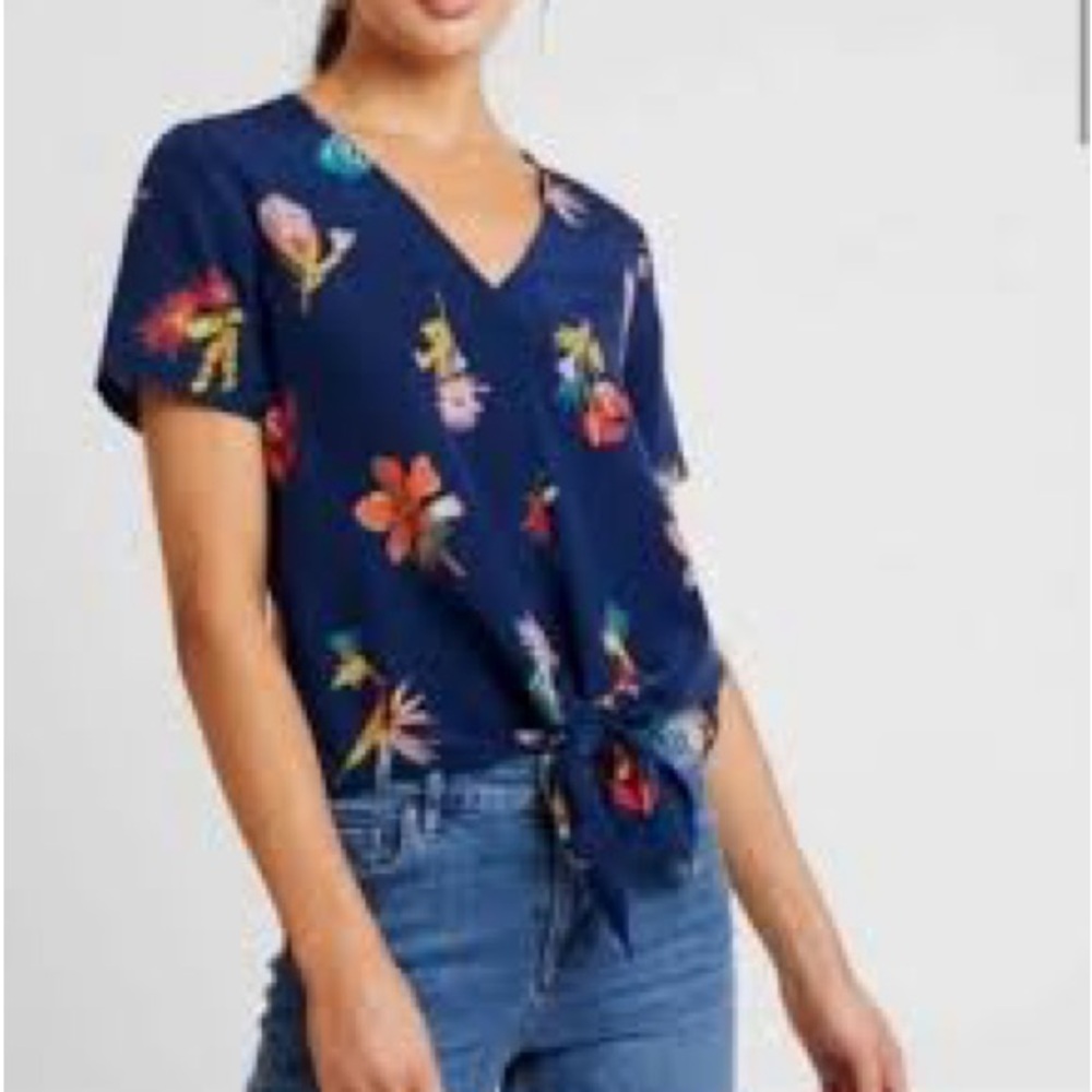 Madewell 100% Silk Novel Tie-Front Top in Bird of Paradise Womens S